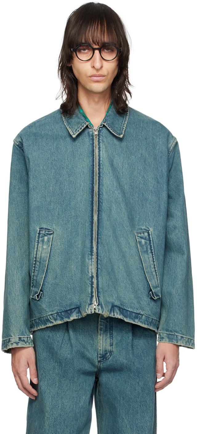 Photo: Song for the Mute Blue Pleated Denim Jacket