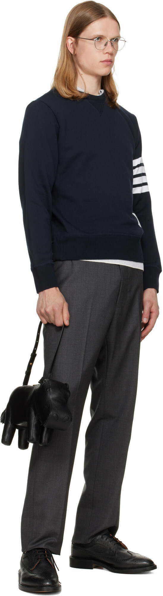 Thom Browne Navy Classic Loopback 4-Bar Sweatshirt
