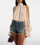 Blumarine Embroidered denim short