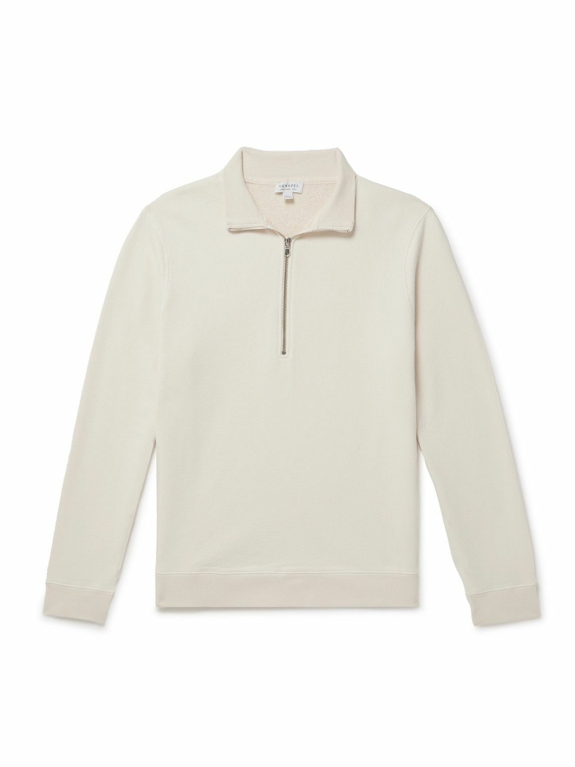 Sunspel - Cotton-Jersey Half-Zip Sweatshirt - Neutrals