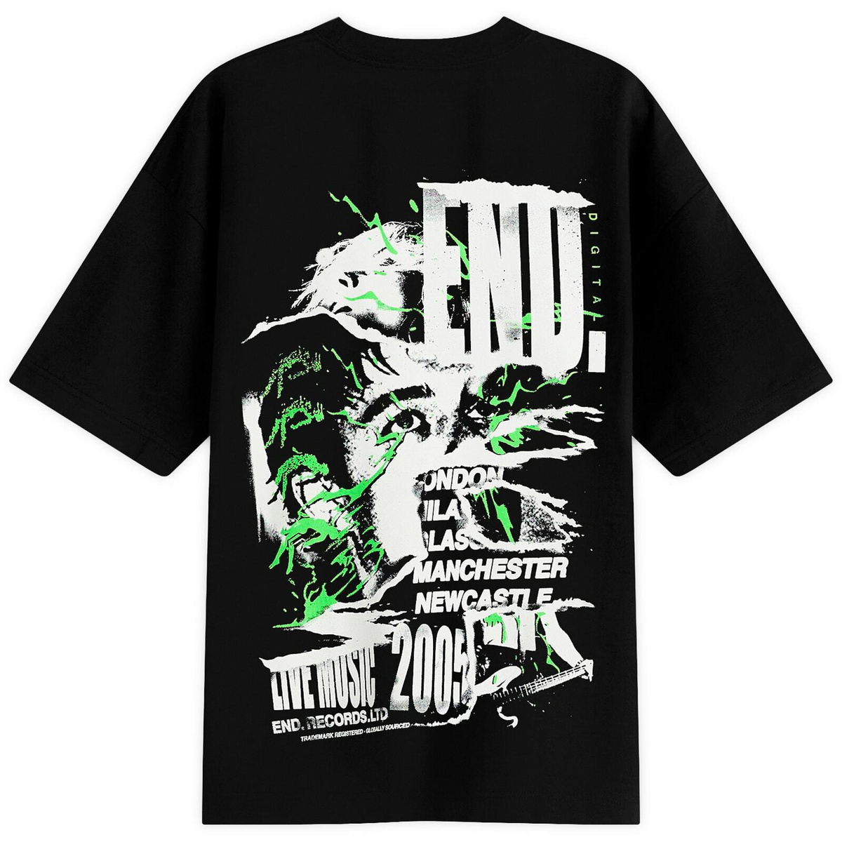 END. Shredded Gig Poster T-Shirt in Black