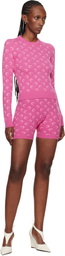 Marine Serre Pink Moon Jacquard Knit Shorts