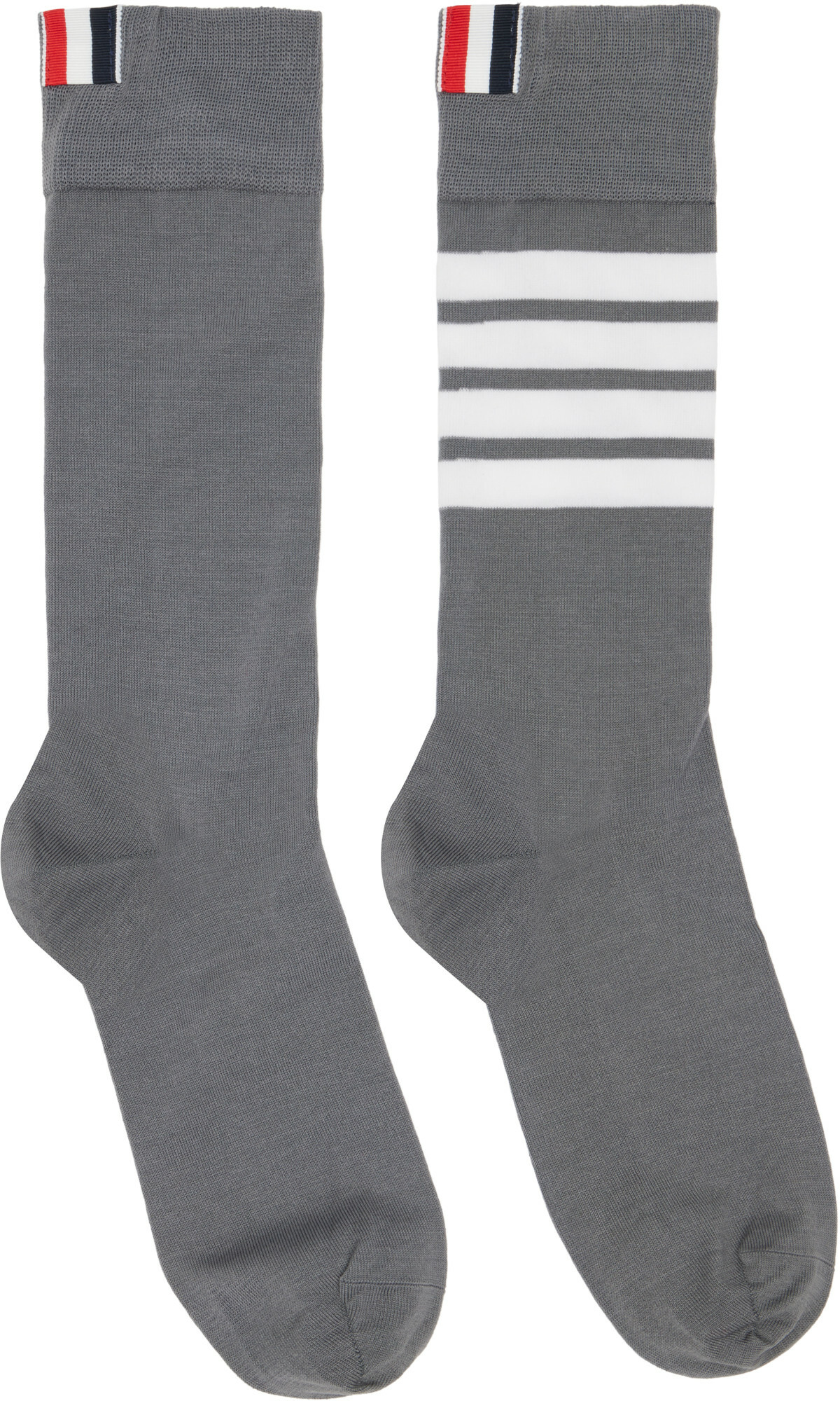 Thom Browne Gray Cotton 4-Bar Mid Calf Socks