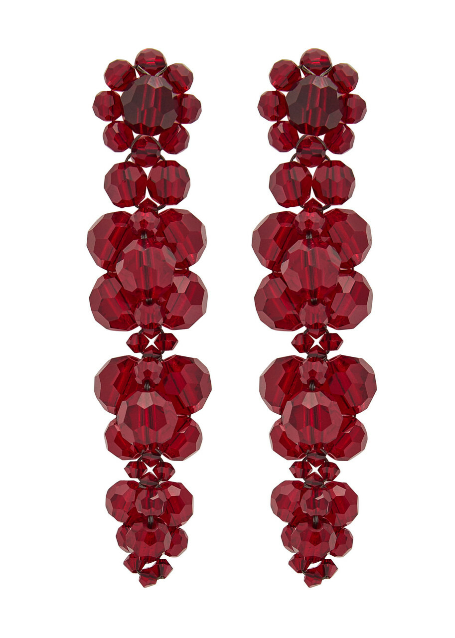 Simone Rocha Cluster Crystal-embellished Drop Earrings - Dark Red - One Size