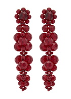 Simone Rocha Cluster Crystal-embellished Drop Earrings - Dark Red - One Size