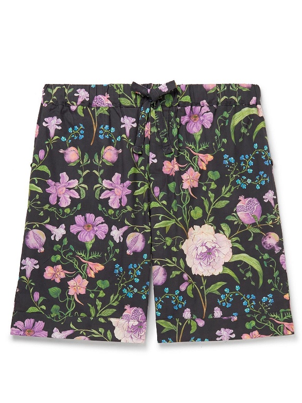 Photo: Desmond & Dempsey - Persephone Floral-Print Organic Cotton-Poplin Pyjama Shorts - Black