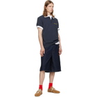 Casablanca Navy Laurel Pique Short Sleeve Polo