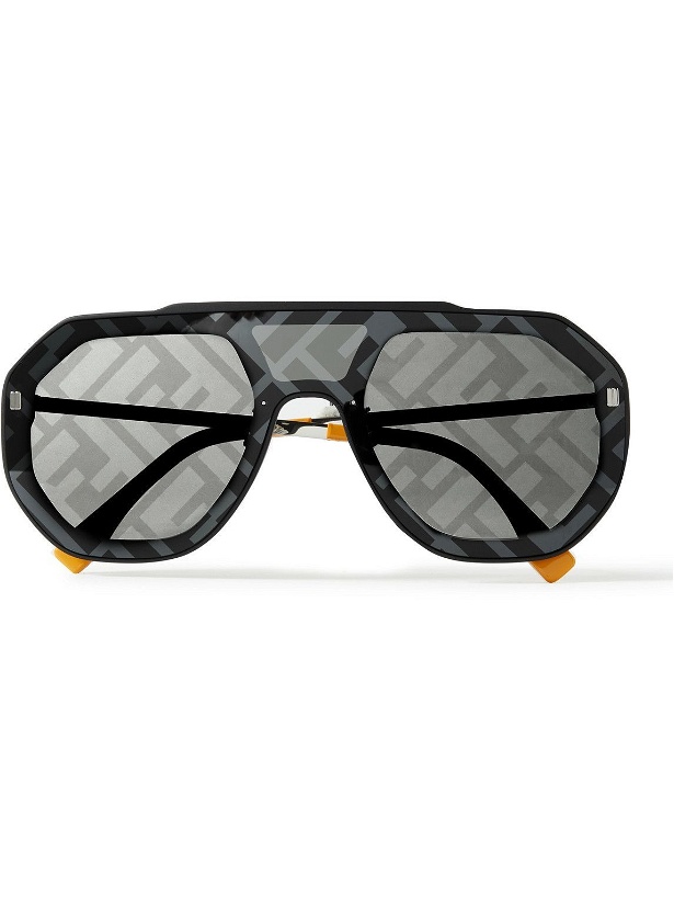 Photo: Fendi - Aviator-Style Logo-Print Silver-Tone and Acetate Sunglasses