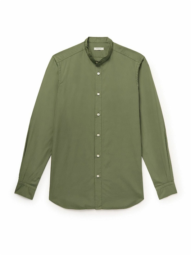 Photo: Boglioli - Slim-Fit Grandad-Collar Cotton-Poplin Shirt - Green