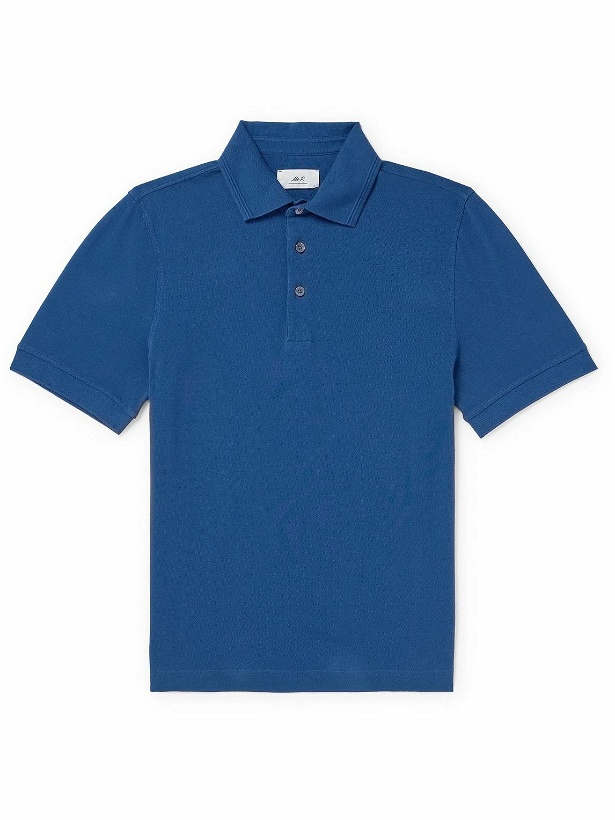 Photo: Mr P. - Slim-Fit Cotton-Piqué Polo Shirt - Blue