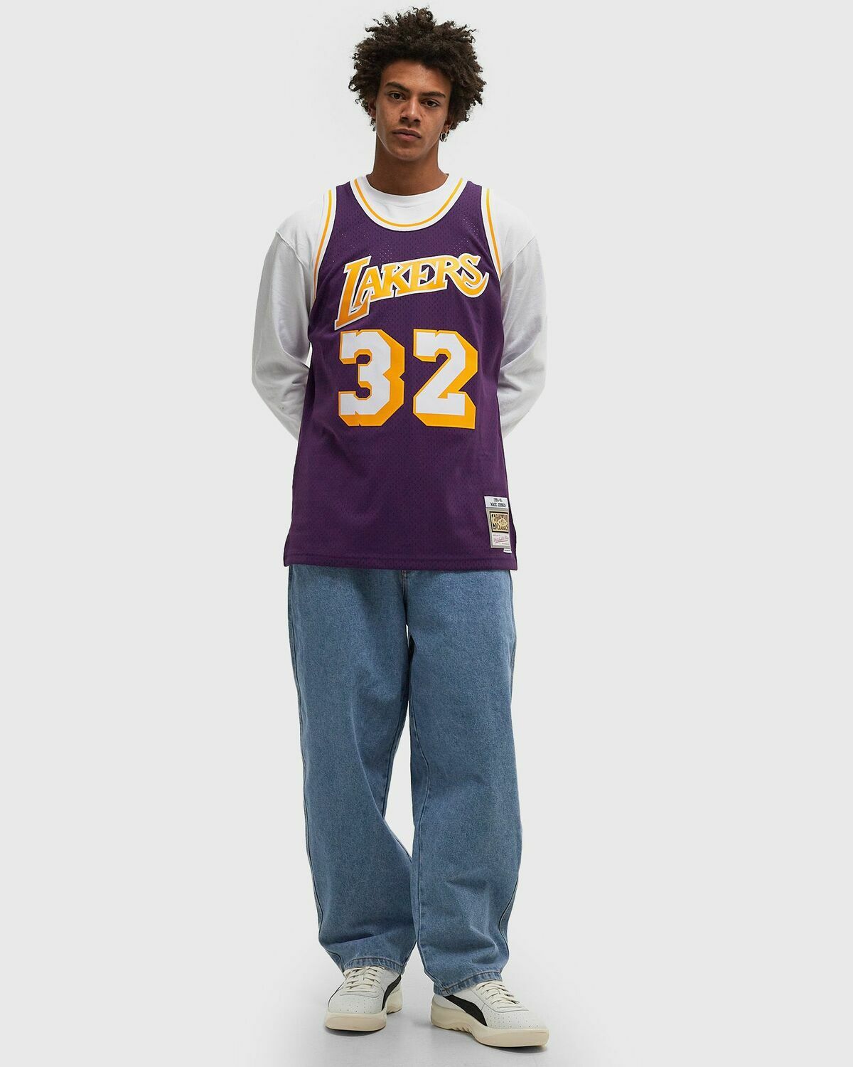 Mitchell & Ness NBA SWINGMAN ROAD JERSEY LOS ANGELES LAKERS 1984 MAGIC JOHNSON #32 Purple Men