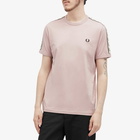 Fred Perry Men's Contrast Tape Ringer T-Shirt in Dusty Rose Pink/Black