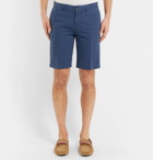 Altea - Slim-Fit Over-Dyed Striped Linen and Cotton-Blend Shorts - Men - Blue