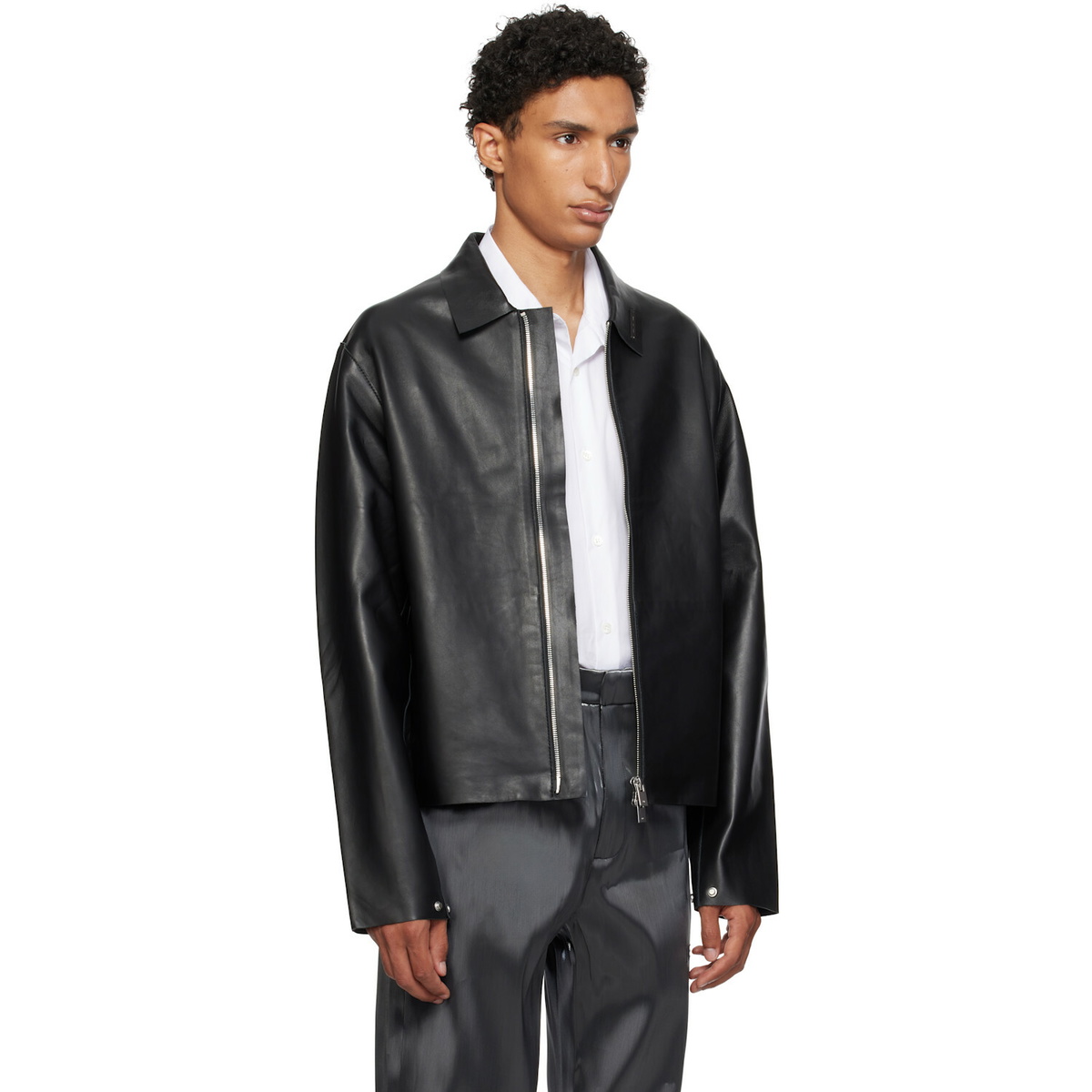 HELIOT EMIL Black Tremor Leather Jacket