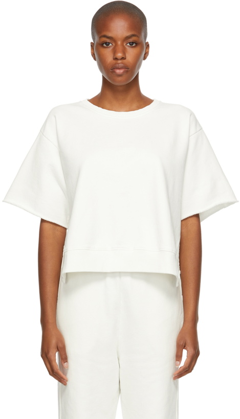 Photo: MM6 Maison Margiela Off-White Embroidered Logo Short Sleeve Sweatshirt