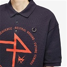 Fred Perry x Raf Simons Oversized Printed Polo Shirt in Navy Blue