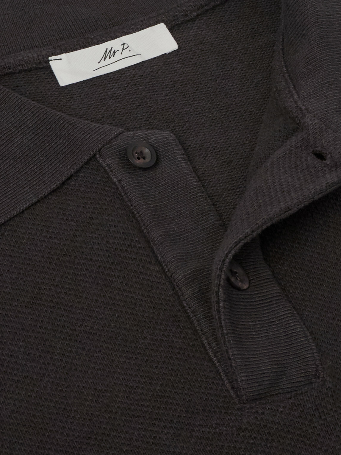 Mr P. - Organic Cotton and Linen-Blend Piqué Polo Shirt - Brown
