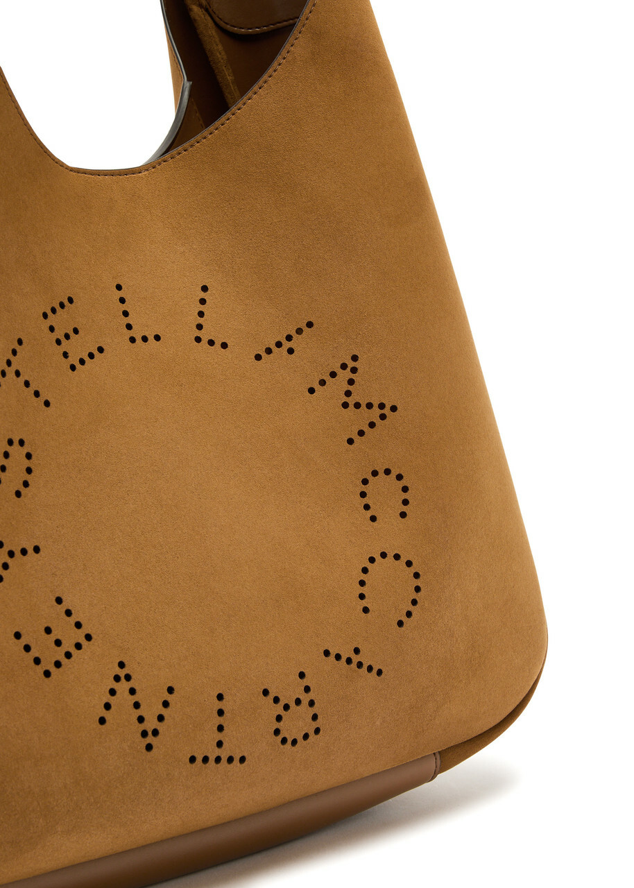 Stella Mccartney Stella Logo Faux Suede Shoulder bag - Brown