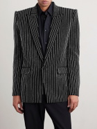 Balmain - Bead-Embellished Woven Blazer - Black