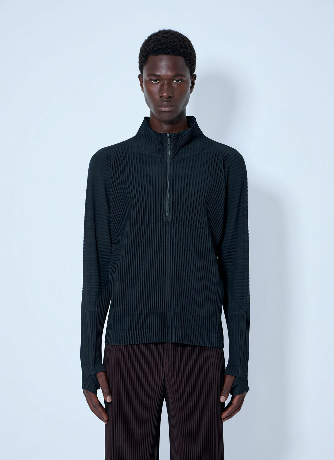Homme Plissé Issey Miyake Pleated Half Zip Through Top