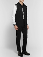 NEIL BARRETT - Slim-Fit Webbing-Trimmed Cotton-Poplin Shirt - Black
