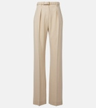 Loro Piana Belted linen and wool straight pants