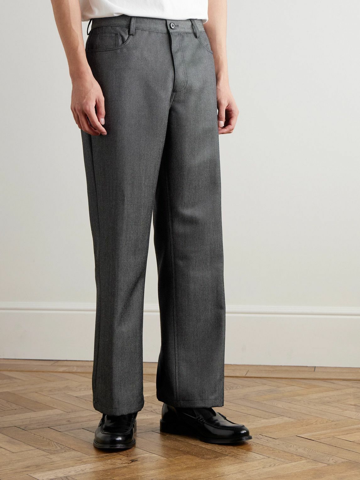Mr P. - Straight-Leg Wool and Mohair-Blend Jeans - Black