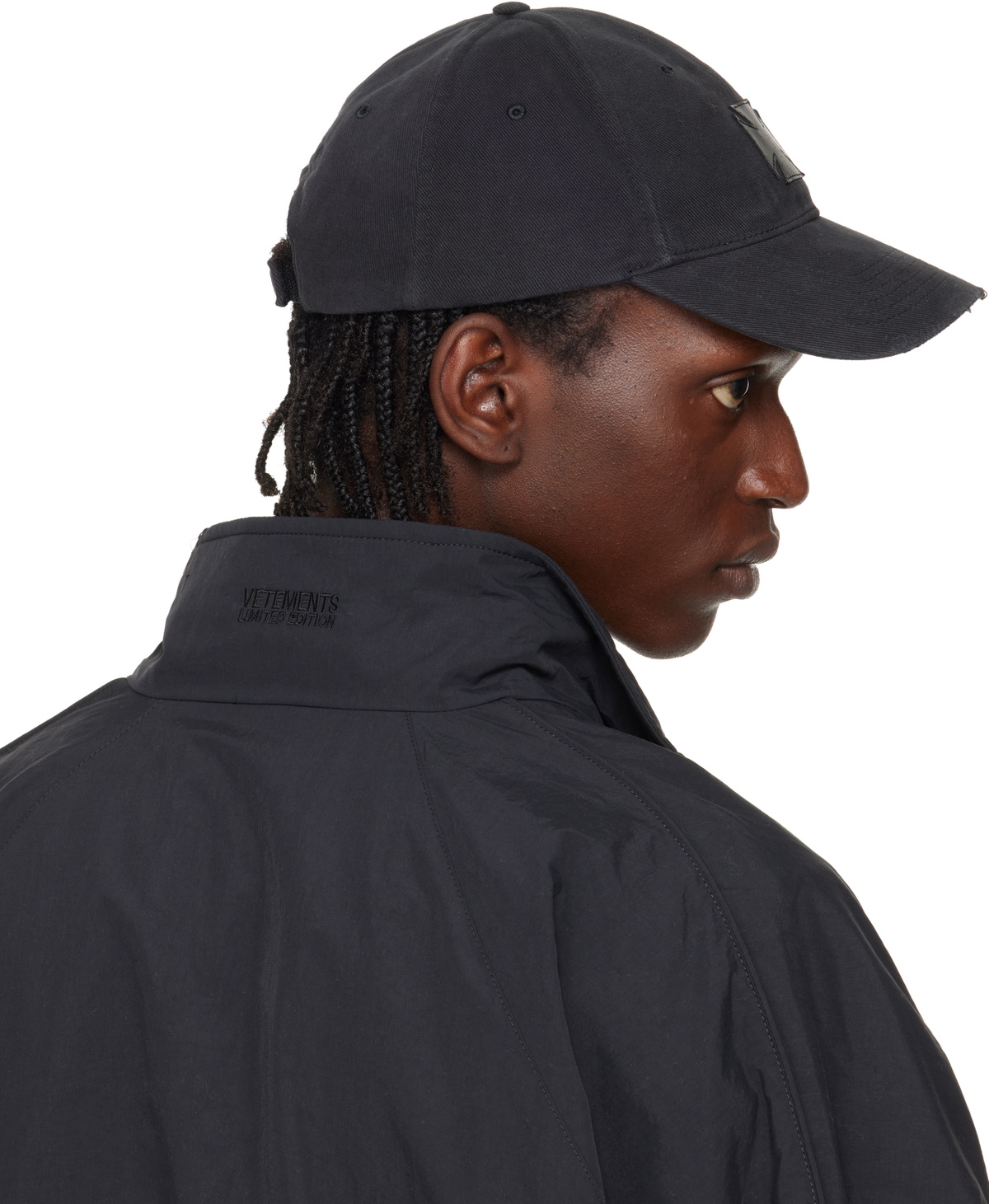 VETEMENTS Black Leather Biker Cross Cap Vetements