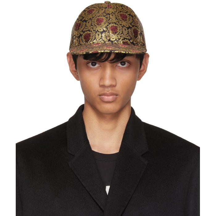 Photo: Dolce and Gabbana Red and Gold Brocade Cap