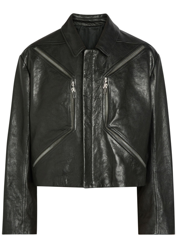 Photo: Rick Owens Heizer Grained Leather Jacket Black