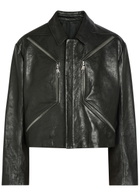 Rick Owens Heizer Grained Leather Jacket Black