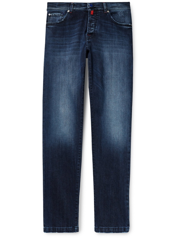 Photo: KITON - Slim-Fit Tapered Stretch-Denim Jeans - Blue - UK/US 32