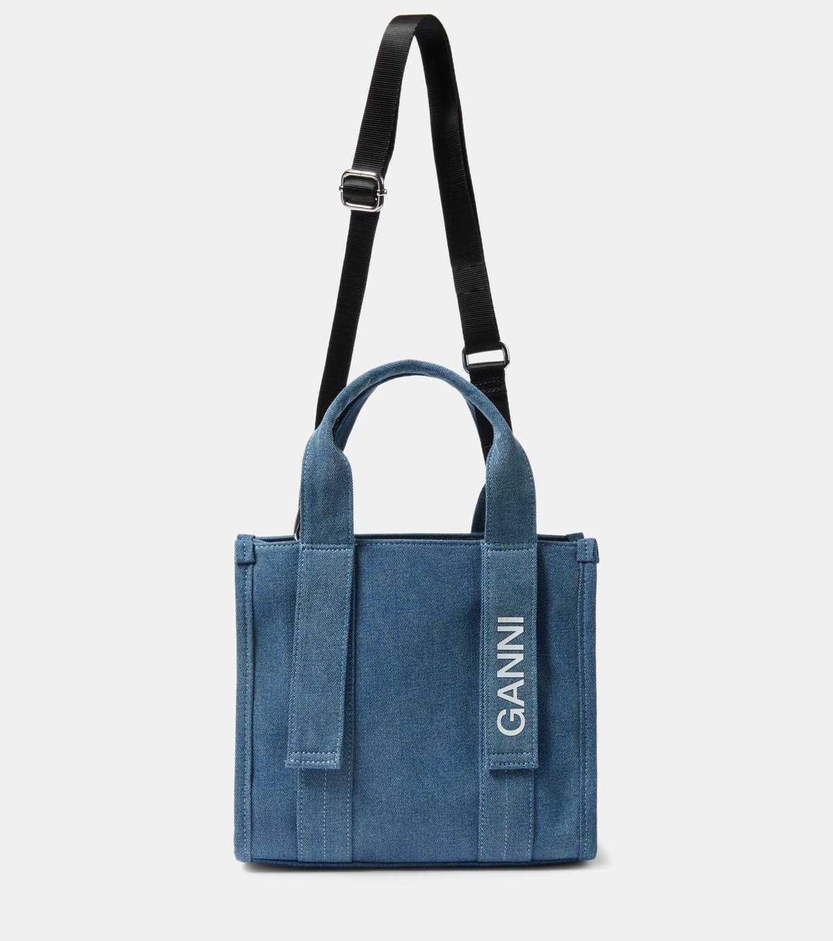 【送料&関税込】Ganni Denim Logo Tote Bag With 9 Ganni Large Easy Denim Tote Bag