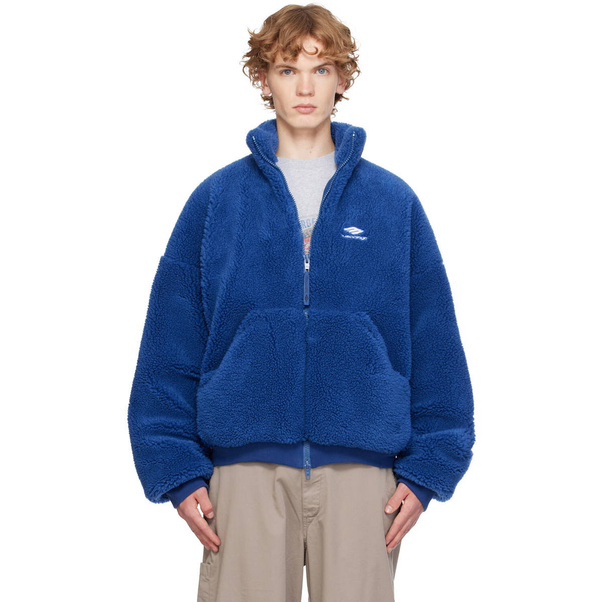 Balenciaga Blue Down C-Shape Jacket Balenciaga