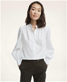 Brooks Brothers Women's Cotton Poplin Shirred Shirt | White