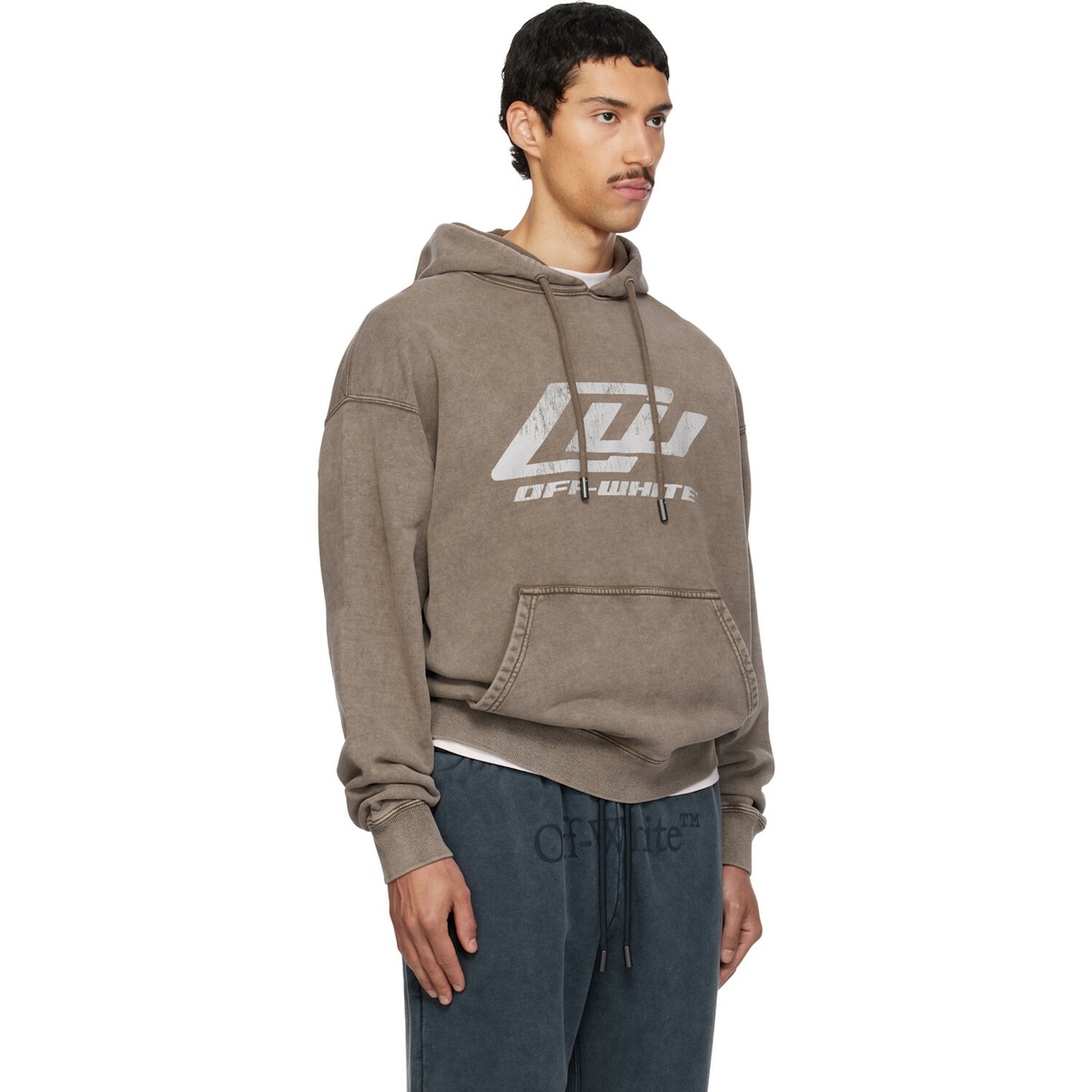 Off-White Brown 'OW' Racing Skate Hoodie
