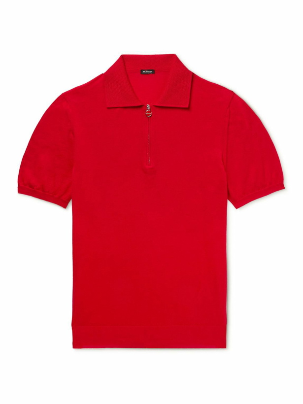 Photo: Kiton - Cotton Half-Zip Polo Shirt - Red