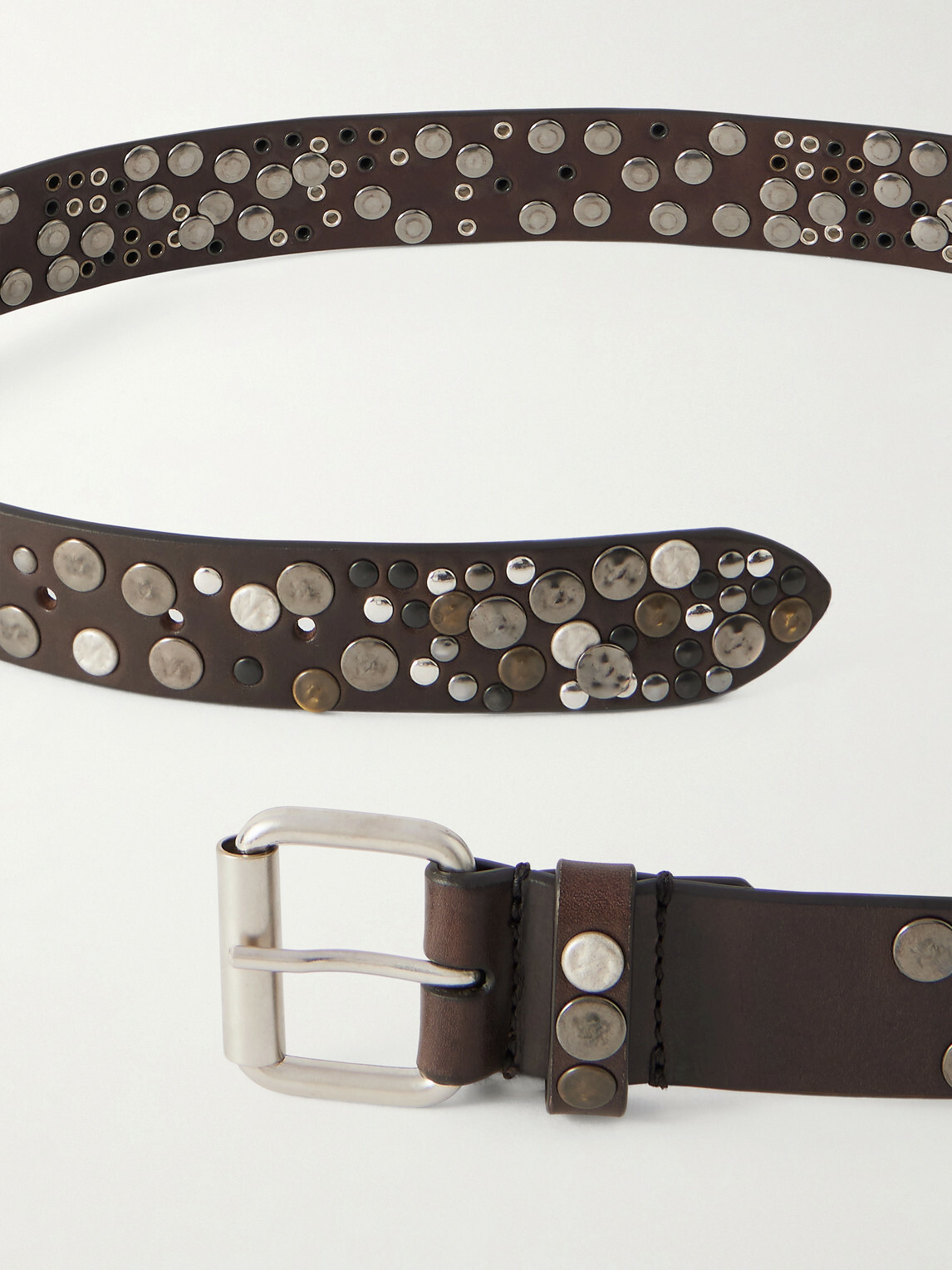 Dries Van Noten - 4cm Studded Leather Belt - Brown