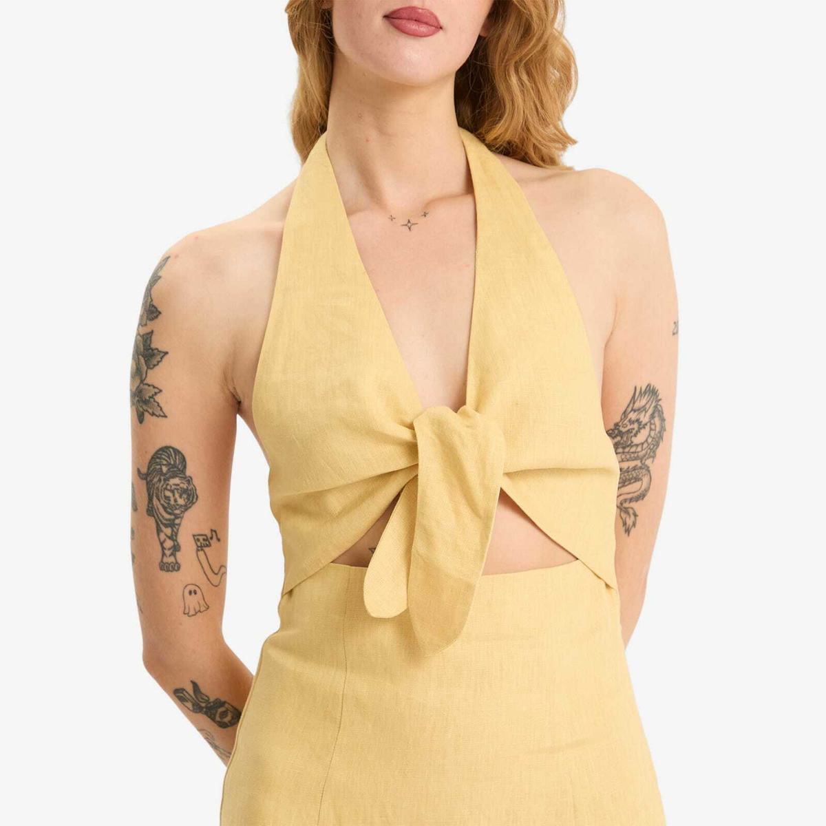 SIR. Women's Carlotta Tie Midi Dress in Raffia