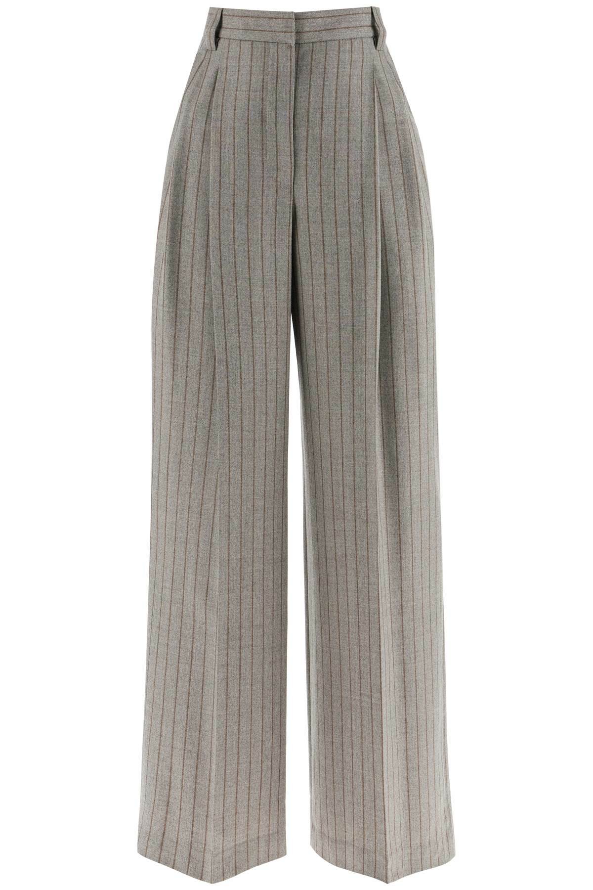 Brunello Cucinelli Women Striped Canvas Trousers In Viscose And Comfort Cotton With Necklace main image 0