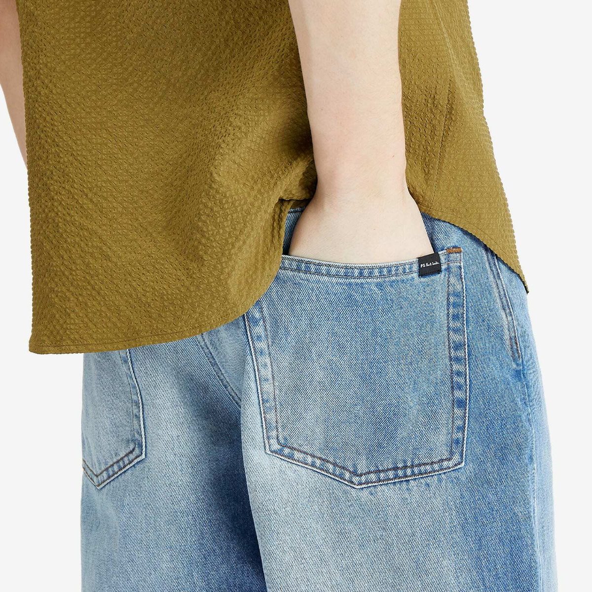 Paul Smith Men's Relaxed Fit Embroidered Stripe Denim Jeans in Blue