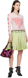 Chopova Lowena Pink 'Crunchy Lasagna' Fitted Mesh Top