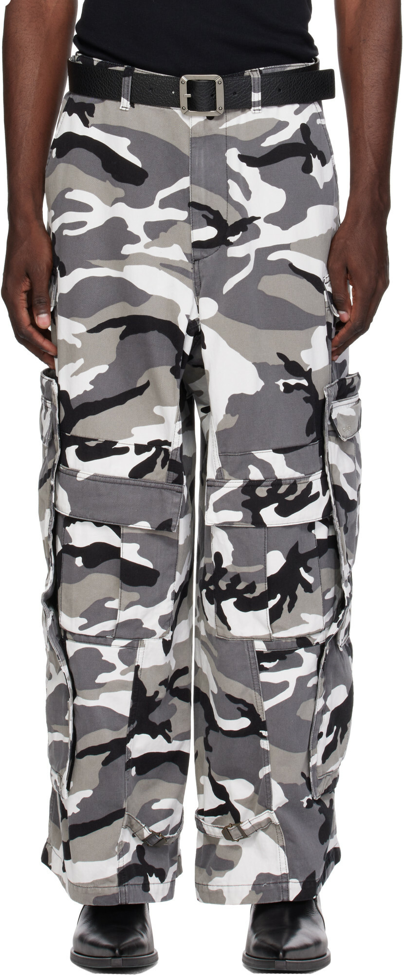 VETEMENTS Black & White Merged Cargo Pants