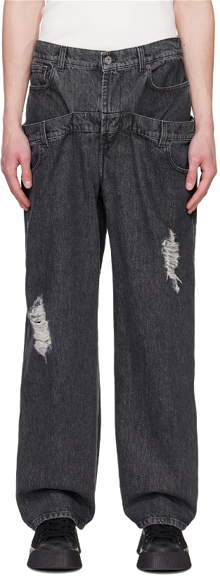 Photo: JW Anderson Gray Double Waistband Jeans