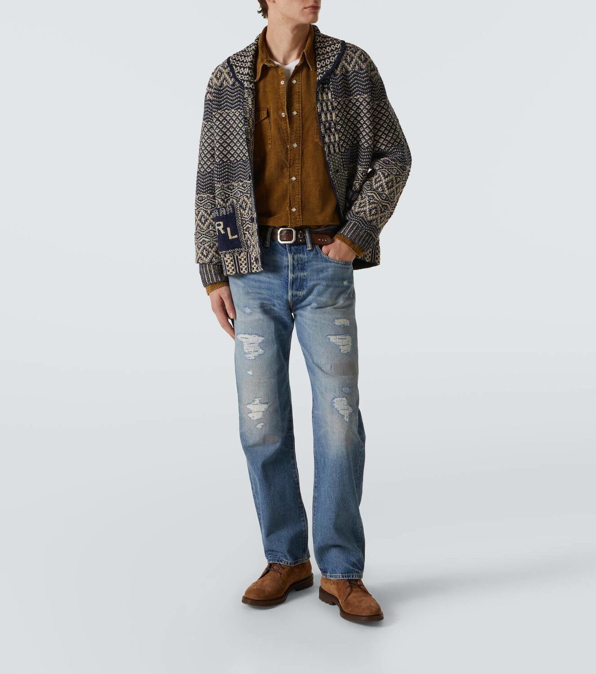 RRL Cotton, linen and wool cardigan RRL