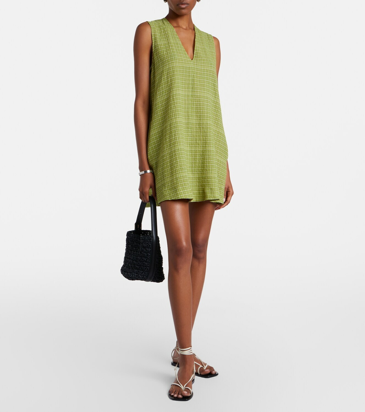 Asceno Derya checked cotton minidress
