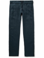 Aspesi - Slim-Fit Garment-Dyed Hemp-Gabardine Trousers - Blue