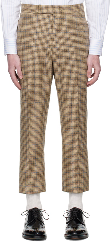 Photo: Thom Browne Tan Backstrap Gunclub Check Cheviot Tweed Trousers