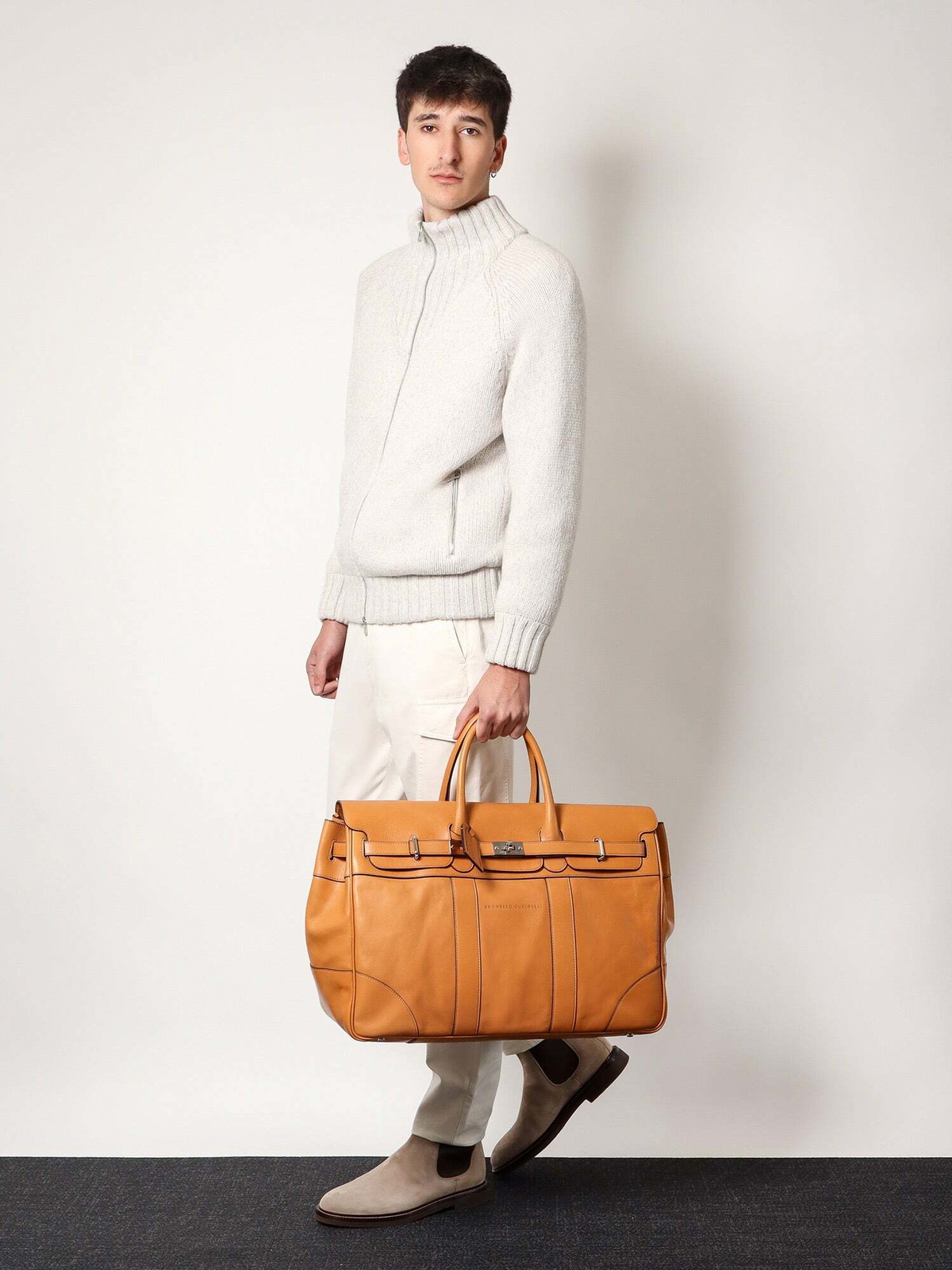 Brunello Cucinelli Brown Duffle Bag Mens Travel Bag Brunello