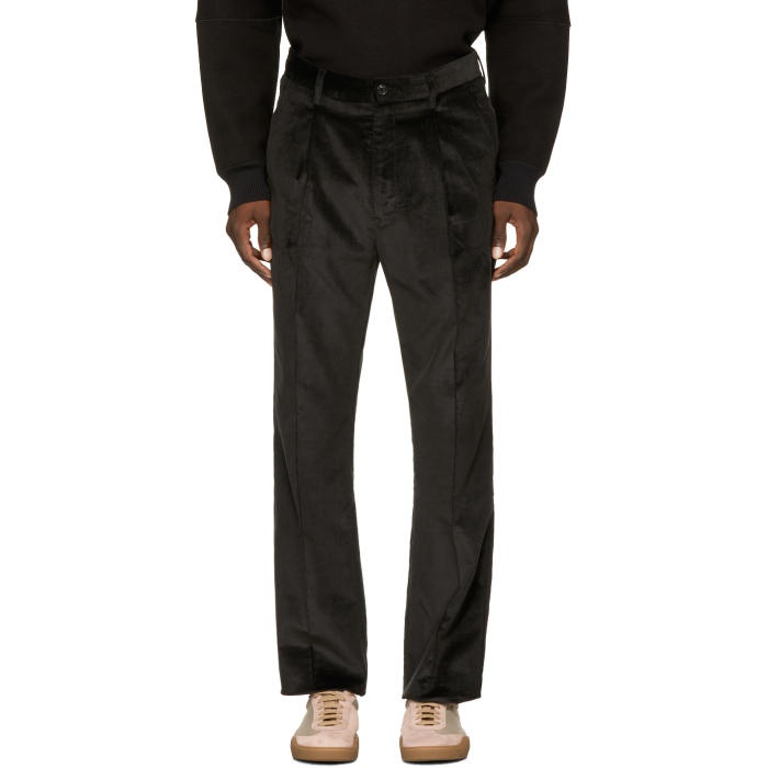 Photo: Name. Black Corduroy Single Pleat Trousers 